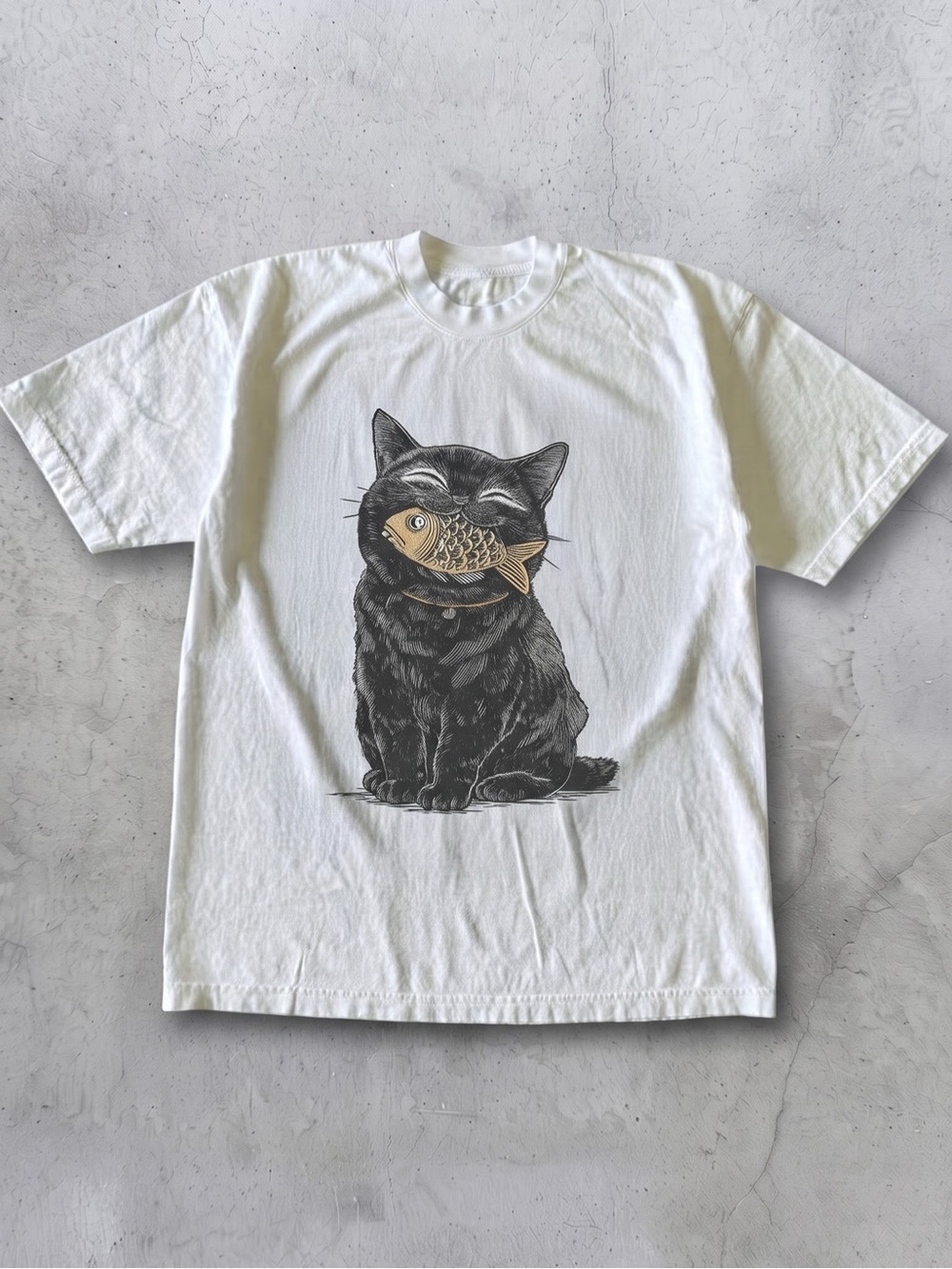Style Black Cat Fish Graphic Tee